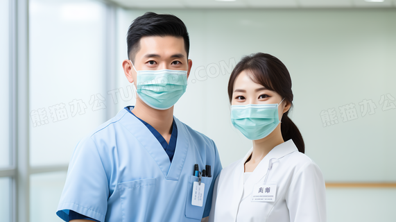 穿着白色工作制服的医生和护士医疗团队合照png格式图片下载_熊猫办公