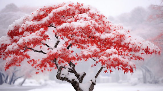 冬天被雪覆盖的植物图片