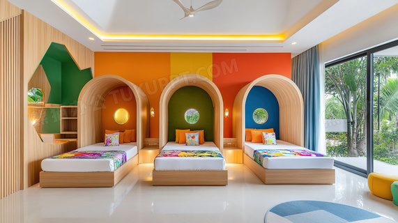 幼儿园午休寝室场景图片