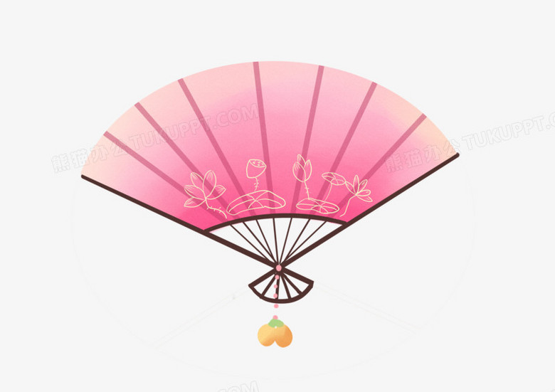 卡通可爱粉色中国风扇子手绘png图片素材免费下载 可爱png 5017 3543像素 熊猫办公