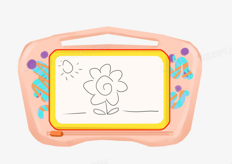 设计了粉色背景蓝色装饰玩具画板,卡通效果的展现形式更好的突出画板