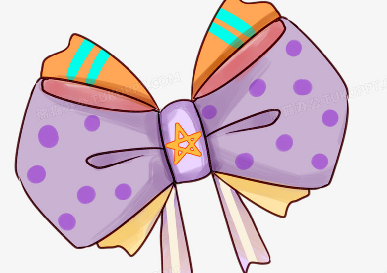 紫色手绘蝴蝶结元素