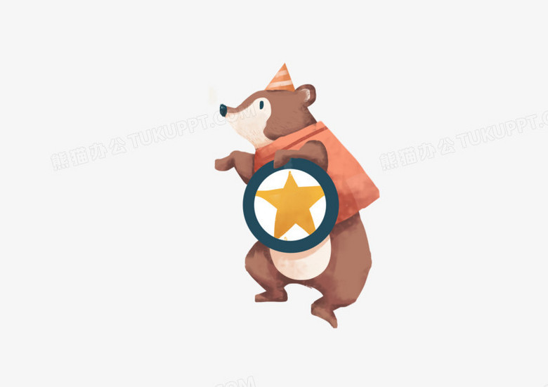 小清新卡通可爱东动物马戏团小动物熊手绘素材