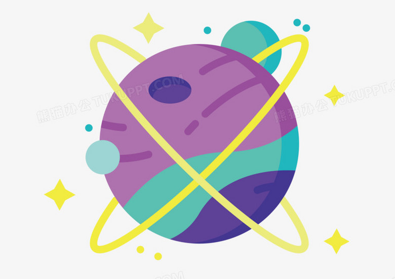 紫色扁平风星球外太空素材