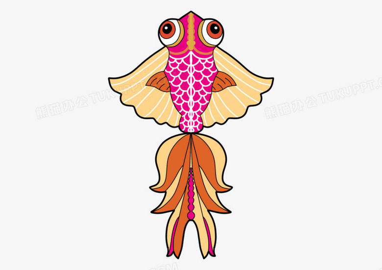 漂亮手绘金鱼风筝卡通风筝手绘元素