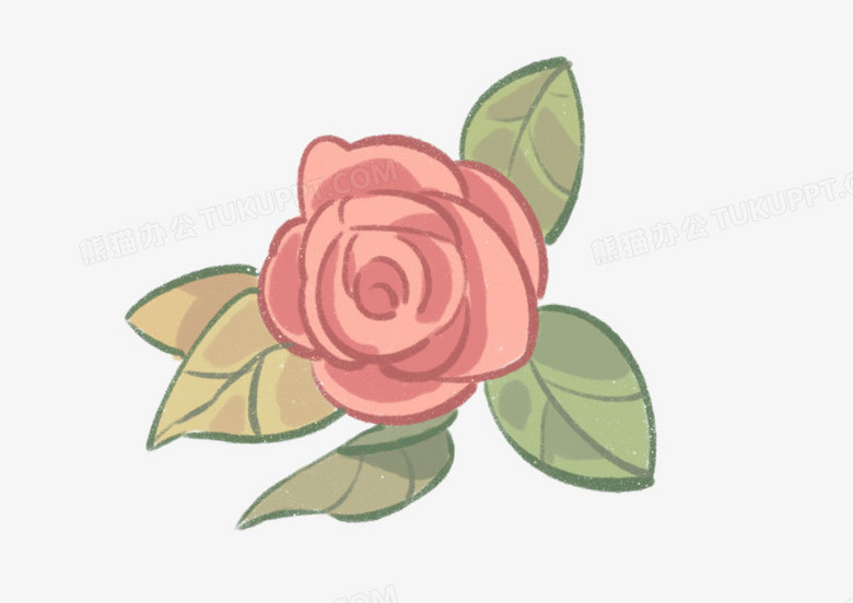 粉色花卉卡通玫瑰花手绘元素png图片素材下载 玫瑰花png 熊猫办公