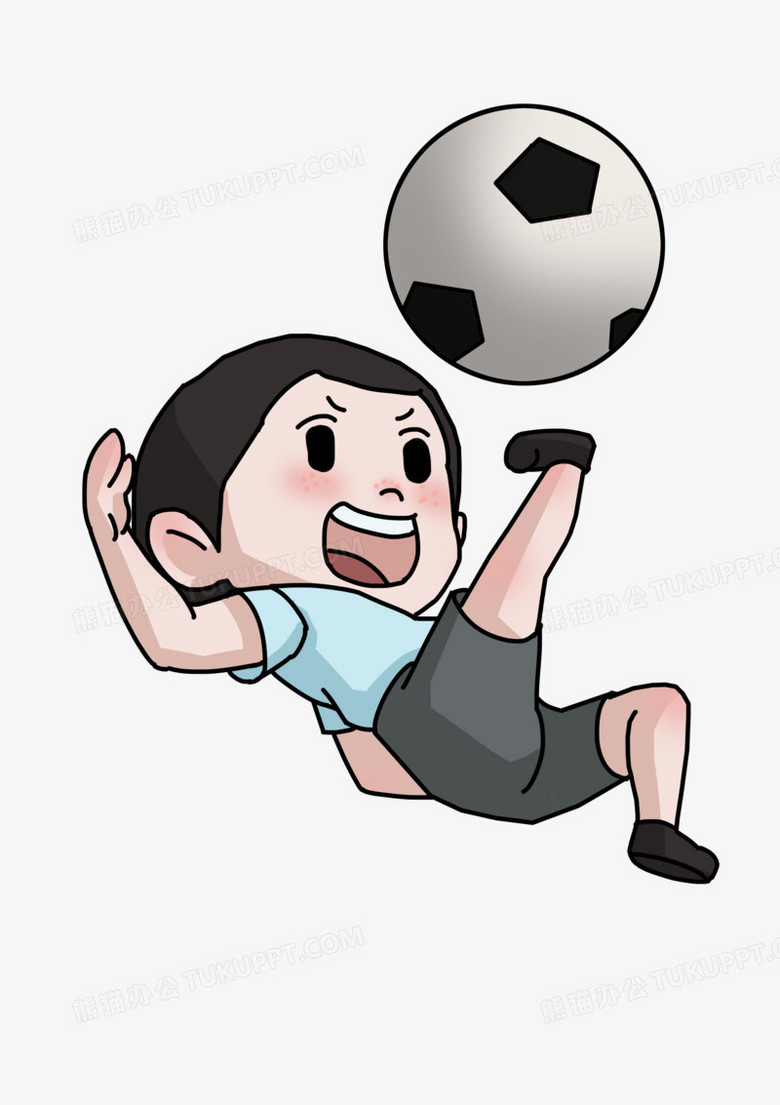 踢足球的男孩手绘元素
