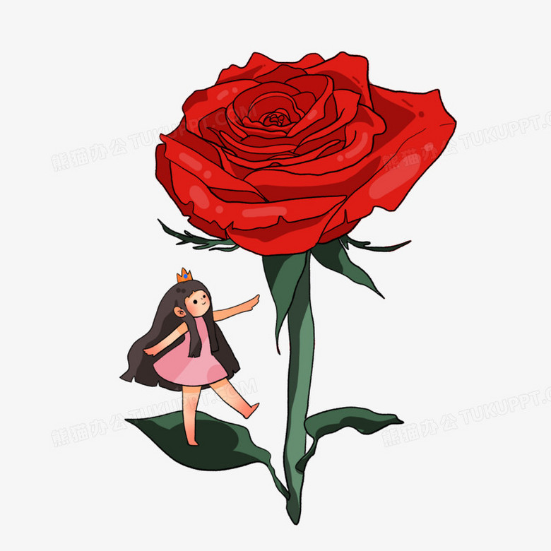 手绘玫瑰花卡通免抠元素png图片素材下载 手绘png 熊猫办公