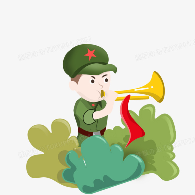 解放军吹喇叭的简笔画图片