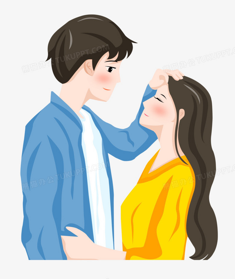 情人节之手绘卡通摸头恋人png图片素材下载 情人节png 熊猫办公