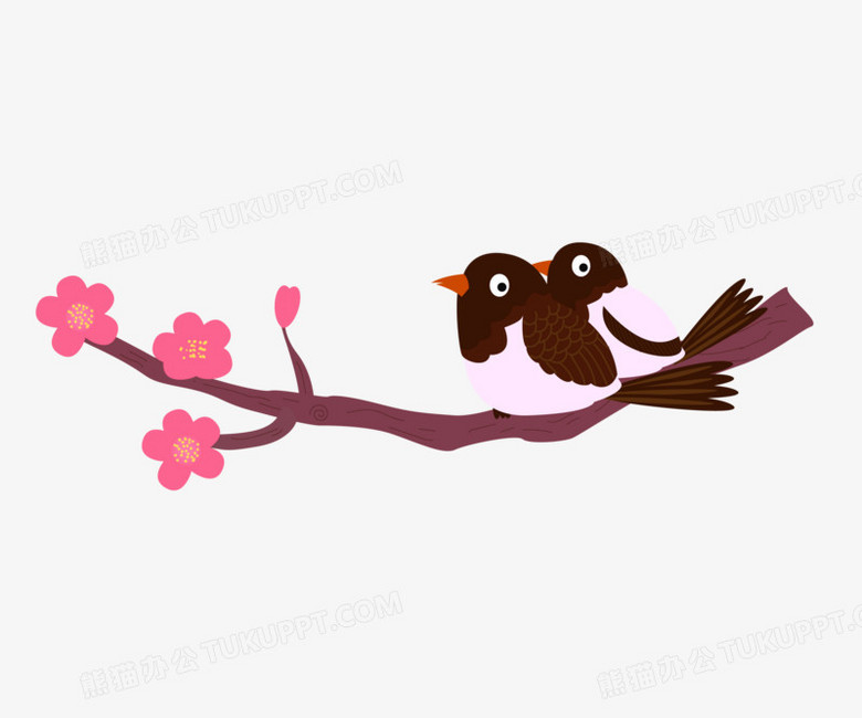 卡通喜鹊喜庆梅花