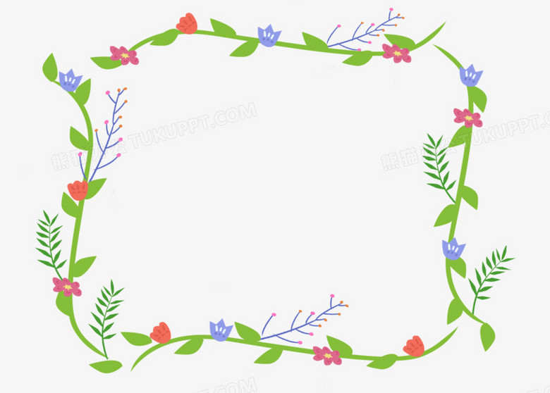 手绘森系可爱植物绿植叶子花朵边框