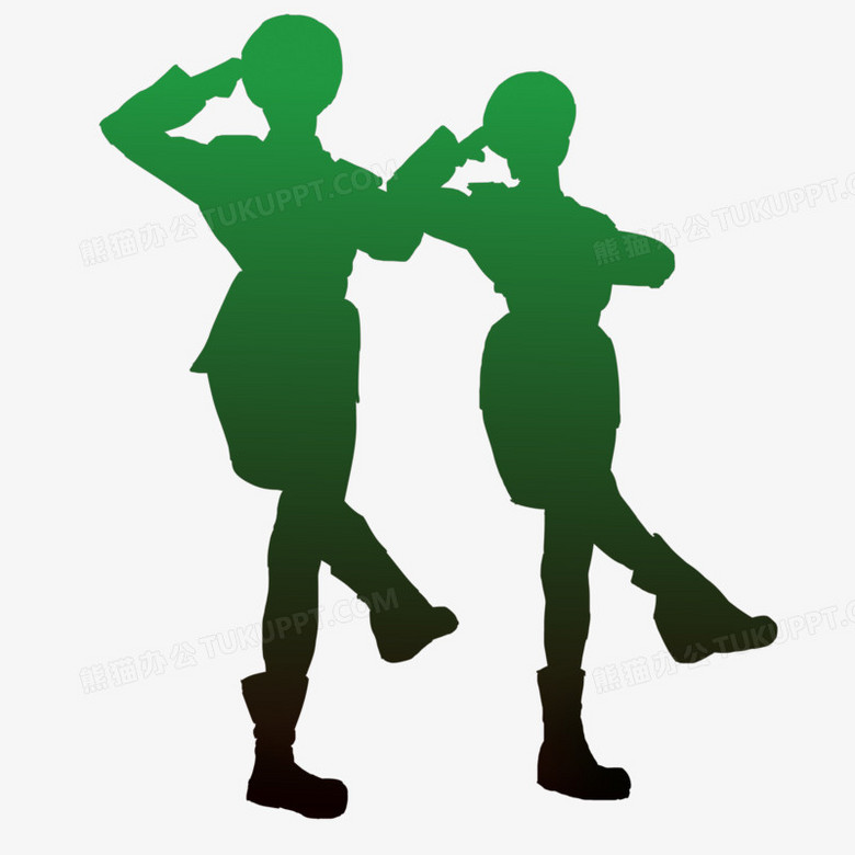 本作品全称为《绿色手绘军人踢正步剪影元素》,使用 adobe photoshop