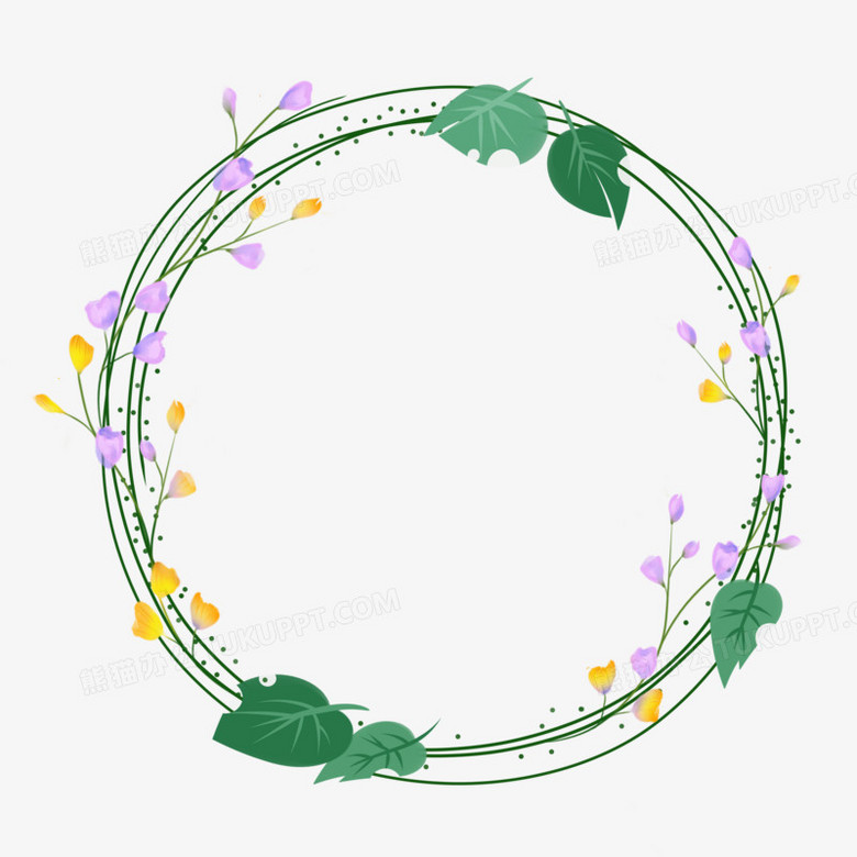 绿色叶子小花小清新植物边框png图片素材免费下载 植物png 5000 5000像素 熊猫办公