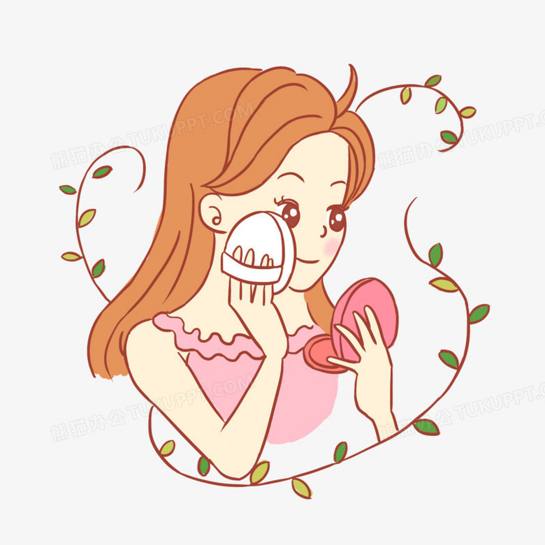 女孩美容打扮化妆手绘卡通元素