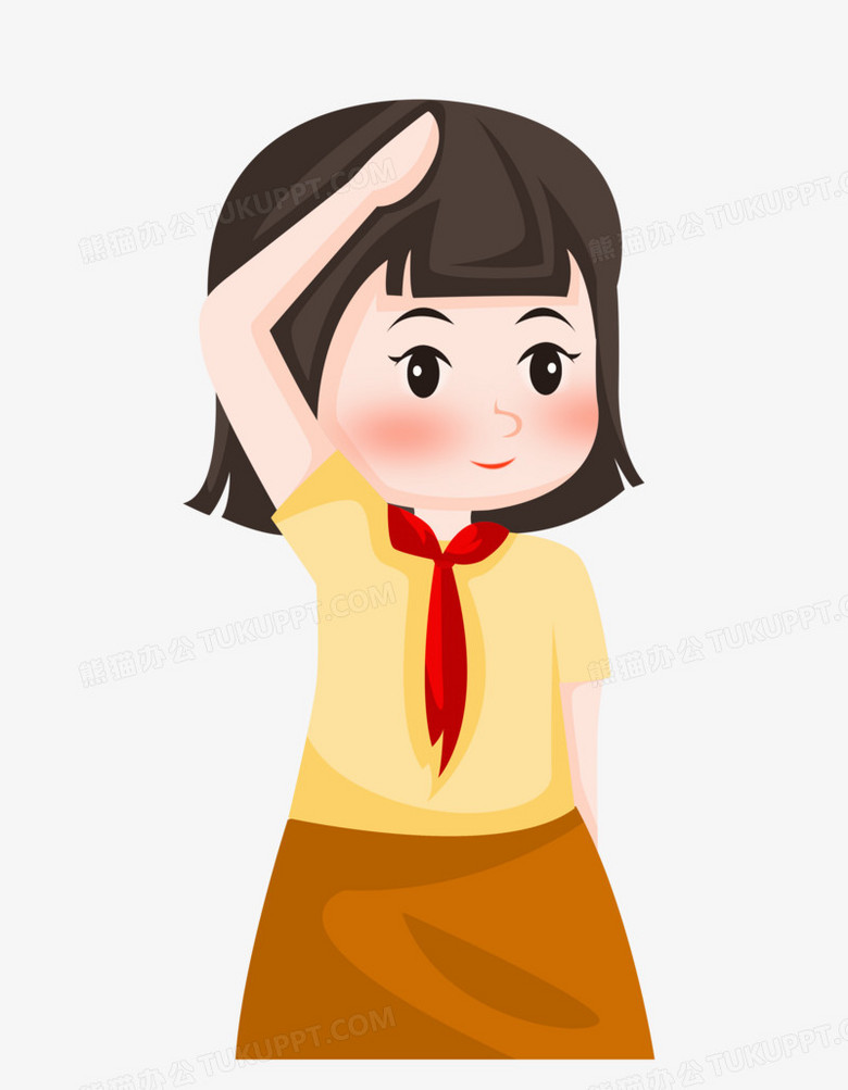 建党节之手绘卡通少先队员女学生敬礼