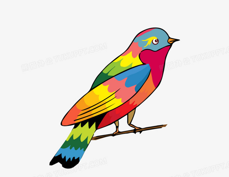 手绘五彩小鸟装饰素材图案