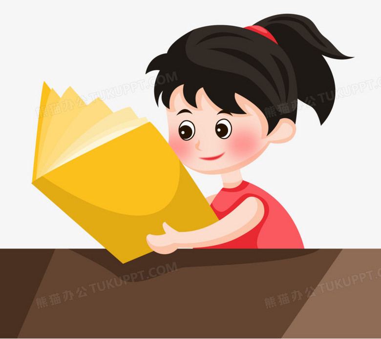 手绘卡通女孩在桌子上看书png图片素材下载_桌子png_熊猫办公