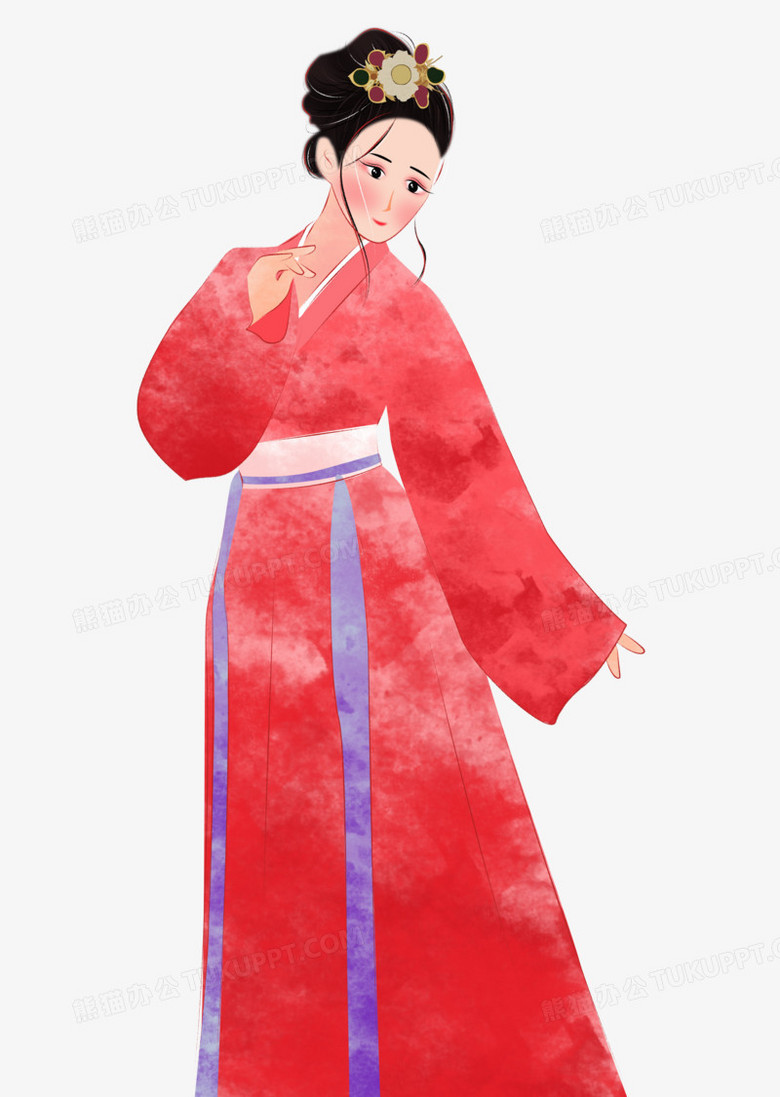 手绘卡通古风女子跳舞