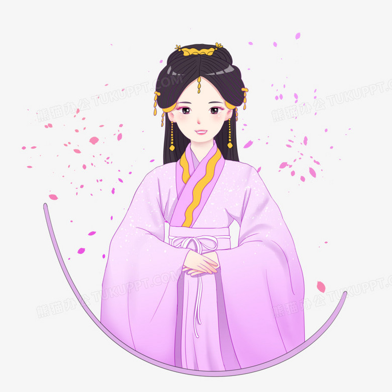 手绘古风主题之行礼的女子