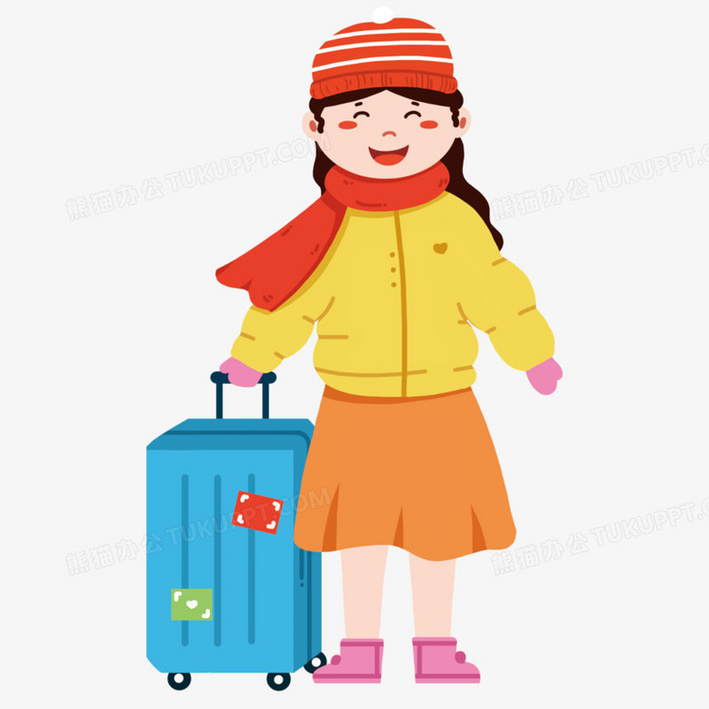 本作品全称为《卡通手绘开心回家过年的女孩素材》,使用adobe