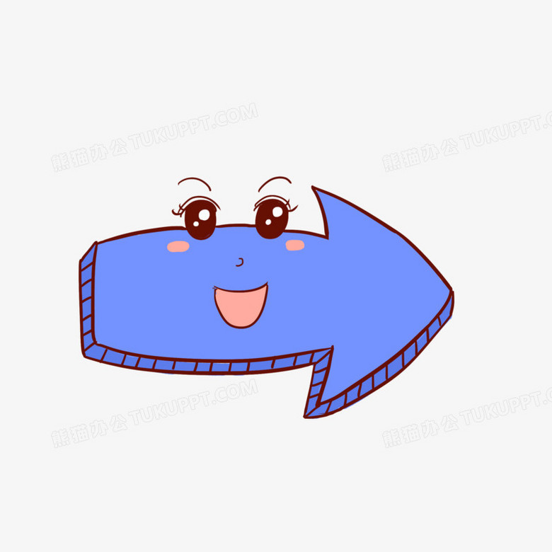 在整个配色上使用蓝色作为基础色调,设计了大眼睛表情的箭头,整体呈现