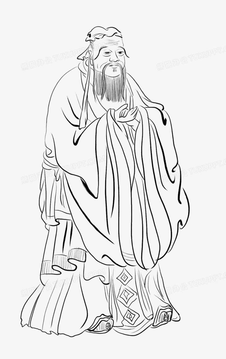 古人孔子线稿元素插画