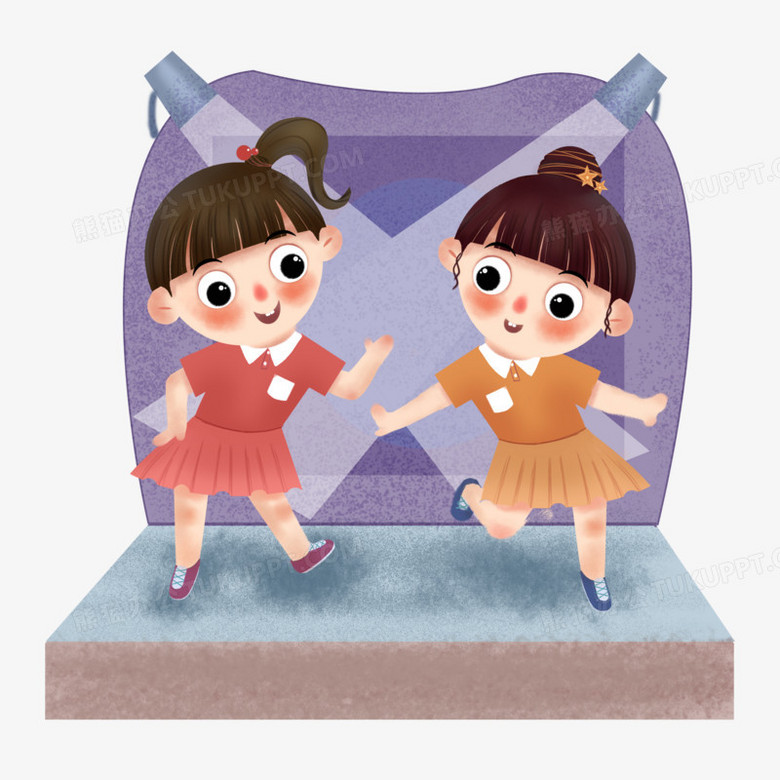 儿童双人跳舞活动手绘元素