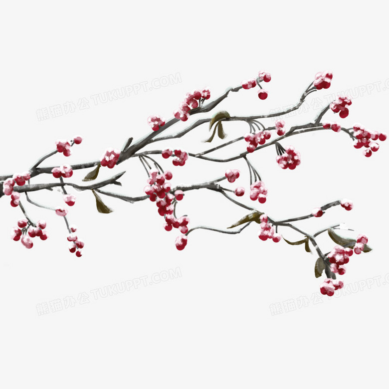 卡通新年元素中国风红色植物花卉png图片素材免费下载 中国png 3000 3000像素 熊猫办公