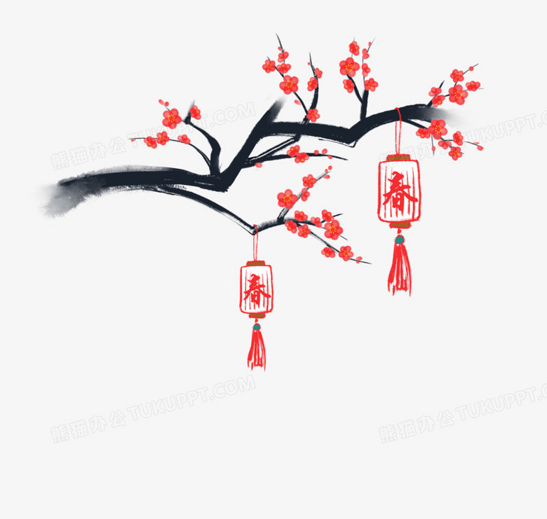 梅中国风古风水墨写意手绘png图片素材免费下载 水墨png 2480 2353像素 熊猫办公