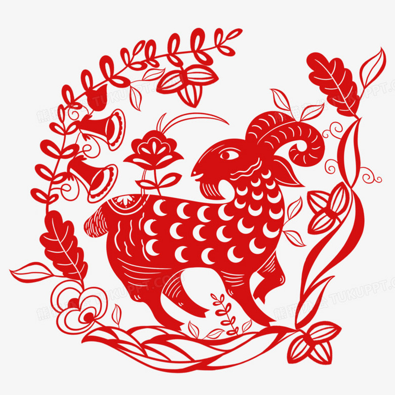 十二生肖剪纸之羊免扣元素png图片素材免费下载 元素png 2480 2480像素 熊猫办公