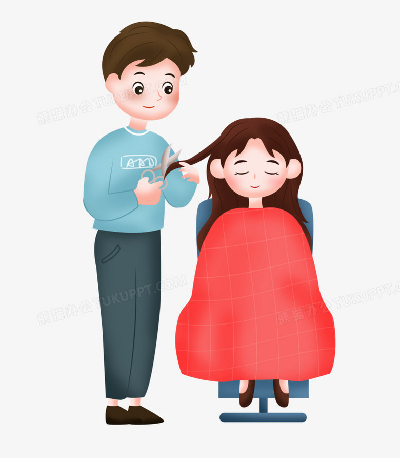 本作品全称为《卡通龙抬头之理发师给女孩剪头发元素》,使用 adobe