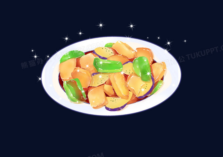 素炒地三鲜手绘美食卡通素材