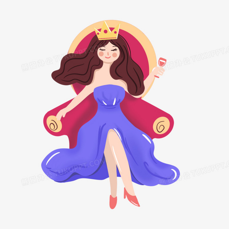 卡通手绘女王节皇冠插画png图片素材下载 卡通png 熊猫办公