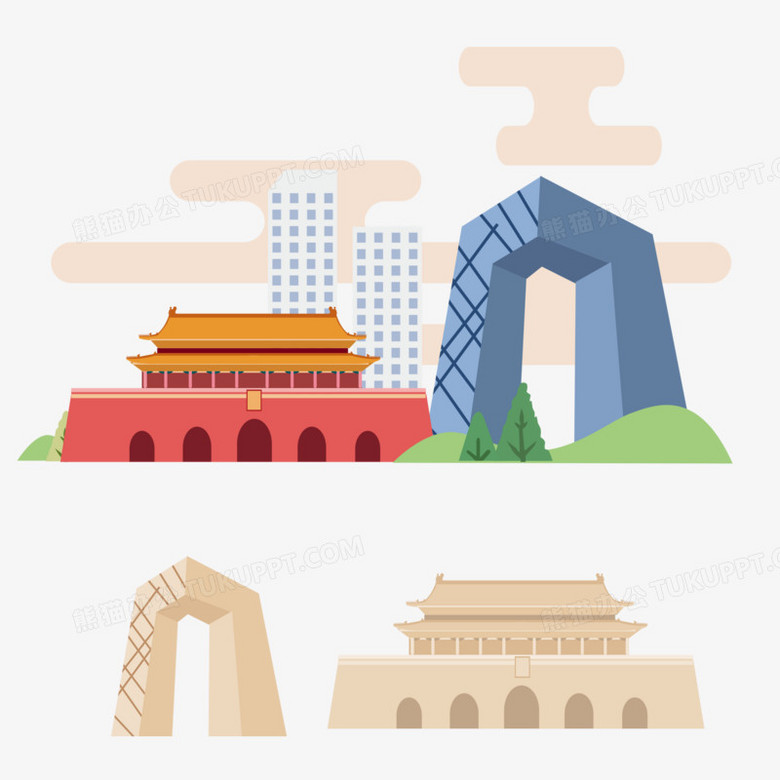 本作品全称为《卡通手绘北京天安门中央电视台元素》,使用adobe