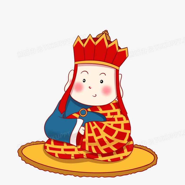 设计了穿着袈裟打坐的唐三藏,卡通效果的展现形式更好的突出了唐三藏