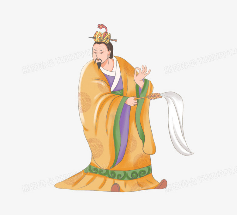 设计了拿着拂尘的古代人物,卡通效果的展现形式更好的突出了人物的