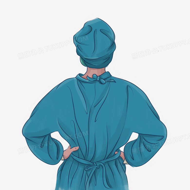 本作品全称为《卡通手绘武汉疫情逆行者医护背影元素》,使用 adobe