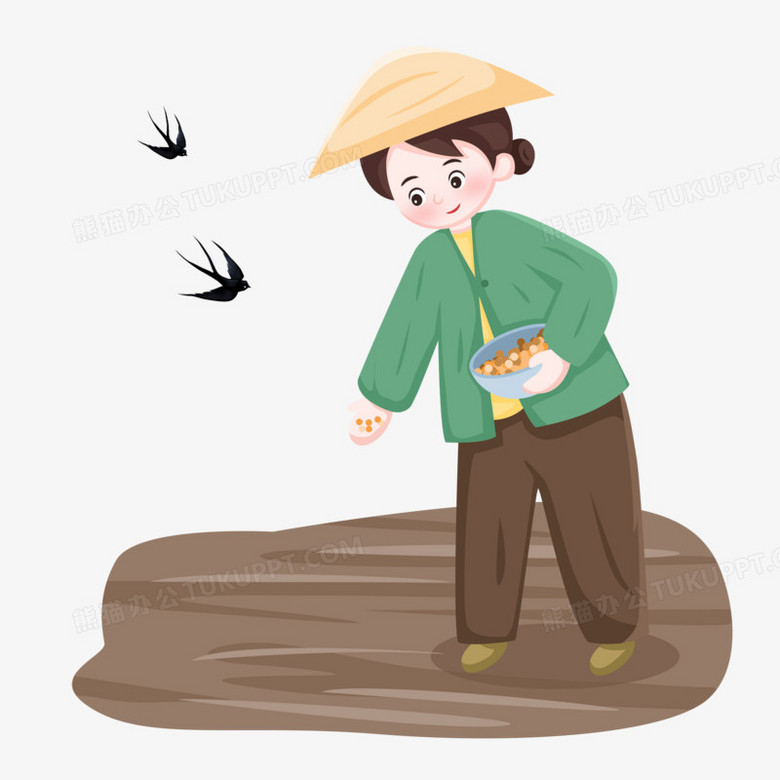 谷雨之手绘卡通播种的人物