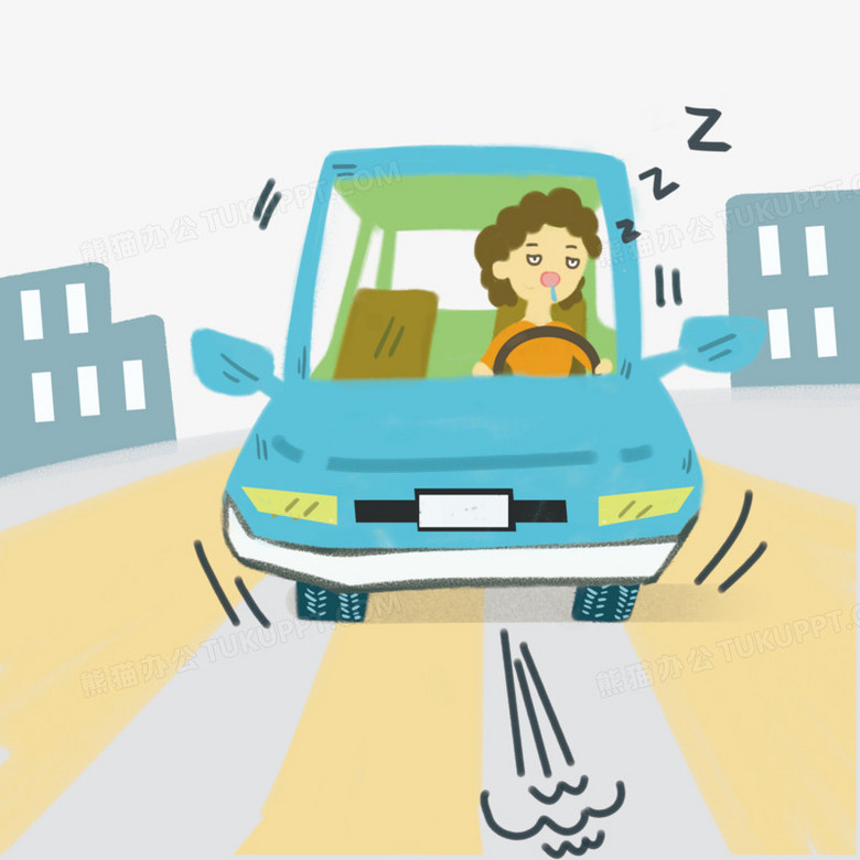 在整个配色上使用多种色彩作为基础色调,设计了开车打瞌睡的司机,整体