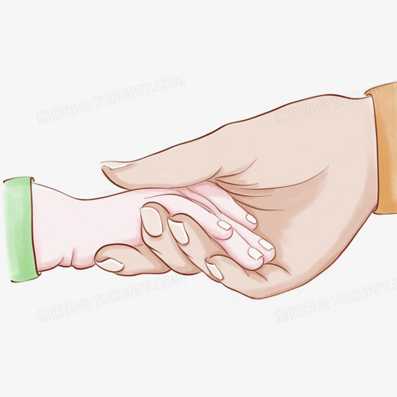 母亲节母婴两手相握免扣元素图