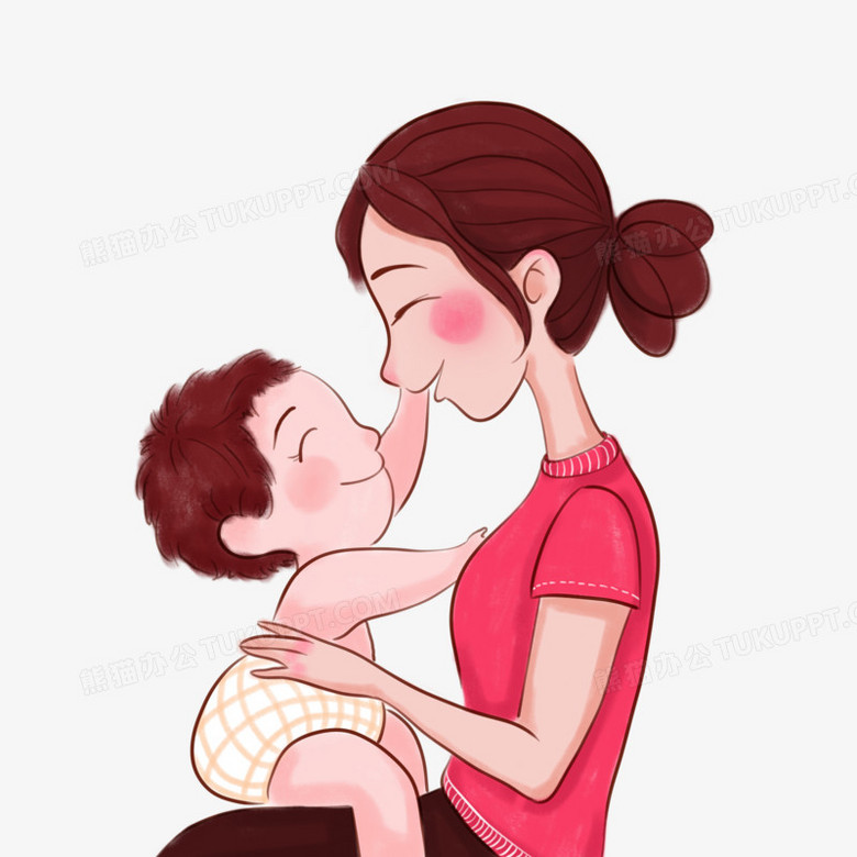 母亲节母亲与抱着婴孩形象免扣元素