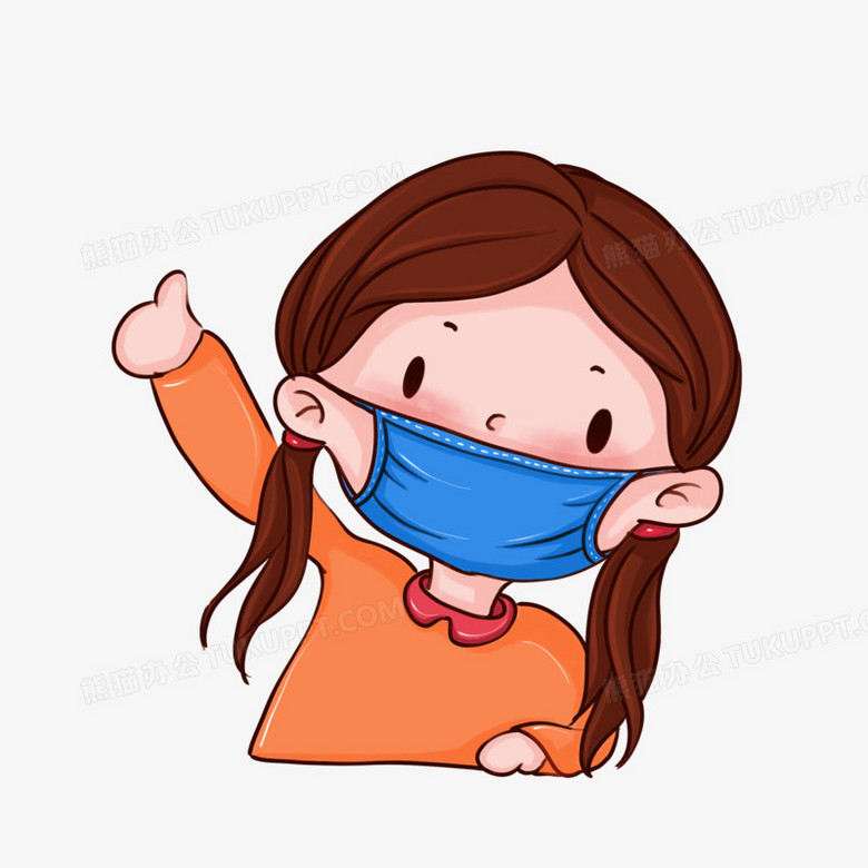 q版戴口罩点赞女孩元素png图片素材下载_女孩png_熊猫办公