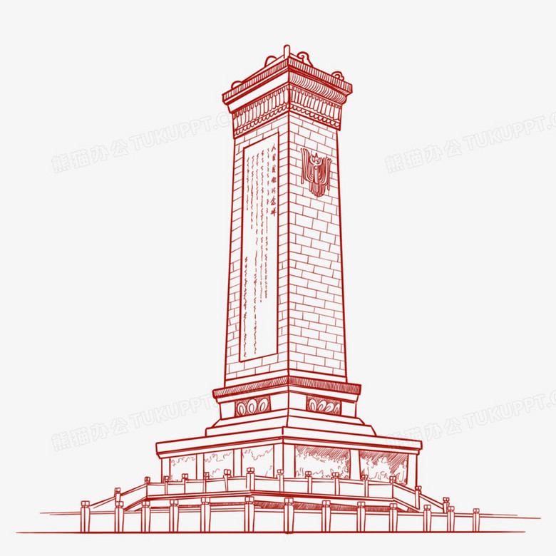 手绘线条纪念碑元素