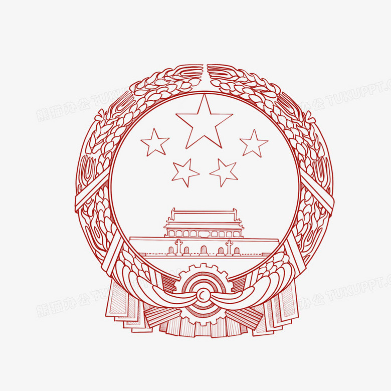 手绘线条国徽免扣元素