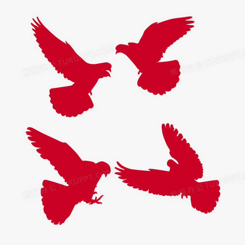 红色和平鸽剪影元素