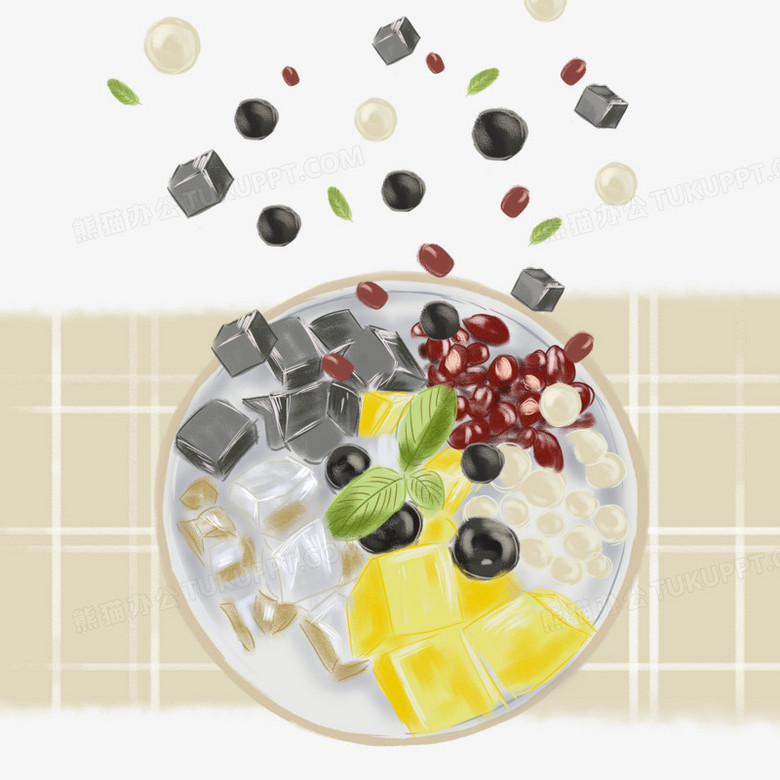 夏季清凉祛火龟苓膏插画手绘元素