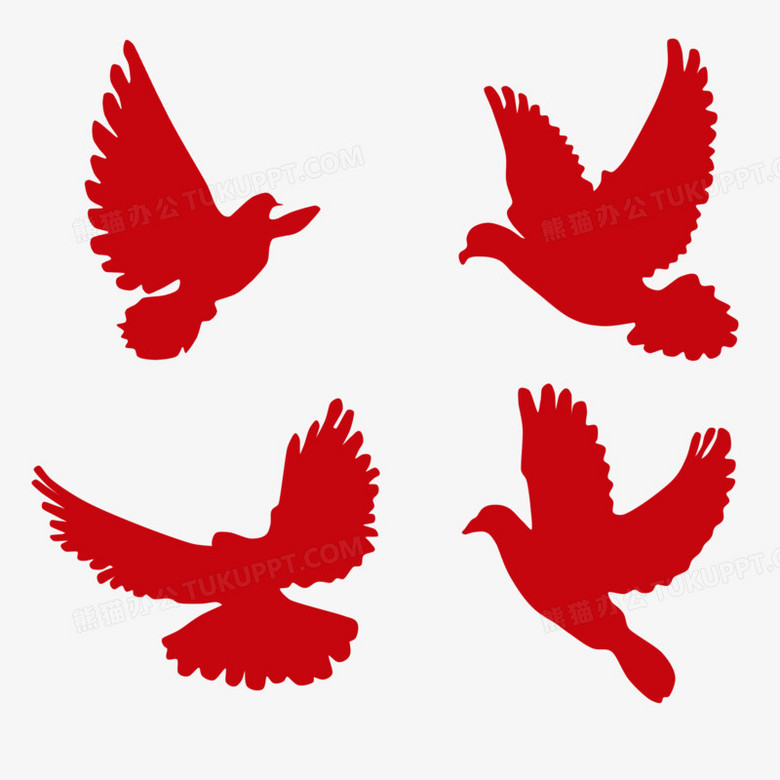 红色和平鸽剪影元素
