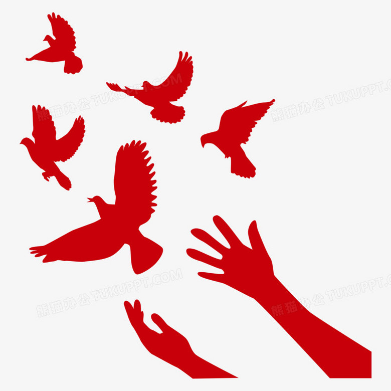 放飞鸽子红色剪影png图片素材下载_红色png_熊猫办公