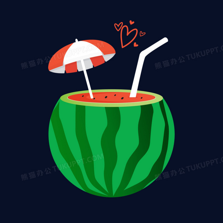 本作品全称为《卡通手绘夏日饮品西瓜汁元素》,使用 adobe photoshop